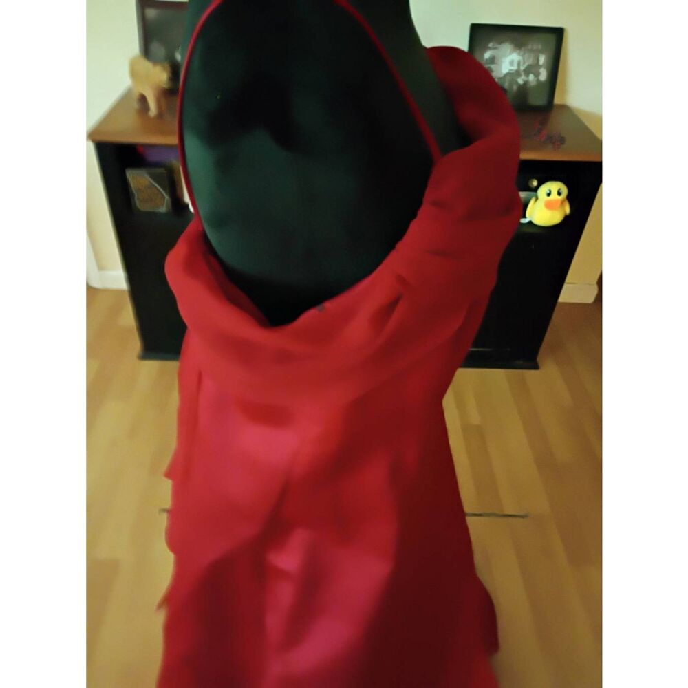 Vintage Size 19/20 Night Scene California Red Spaghetti Strap Formal Maxi Dress - Picture 5 of 8